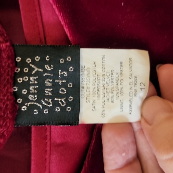 Jenny Annie Dots Girls Formal Red Velevt gown with Bowlero Jacket - Picture 2 of 12